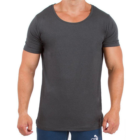 Bamboo Scooped Tee - Charcoal Grey